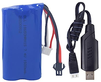 ZYGY 1PCS 7.4V 1500mAh Hochgeschwindigkeits Lithium Batterie mit 7,4V USB-Ladekabel für H105 H103 H101 T2 Hochgeschwindigkeits-RC-Boot