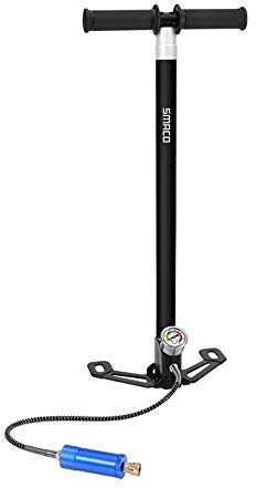 Pompe manuelle haute pression 3000 psi/20 MPa pour pistolet à air comprimé - Pompe à étrier 4 étapes en acier inoxydable haute pression avec manomètre séparateur d'huile et d'eau pour paintball, PCP,