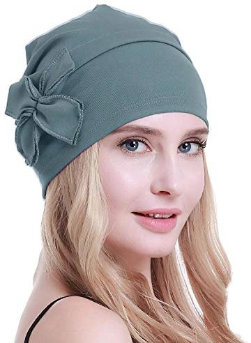 osvyo Baumwolle Chemo-Turbane Kopfbedeckung Beanie Mütze Kappe für Frauen Krebs Patienten Haarausfall LICHT-Olive