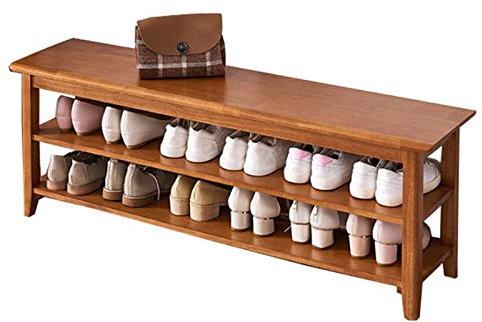 WHOJA Sitzbank mit Schuhregal Flur Organizer Schuhbank 2-Ebenen Badregal Schuhbank mit Sitzfläche for Flur, Bad, Wohnzimmer, Diele Schuhaufbewahrung (Color : Teak Color)