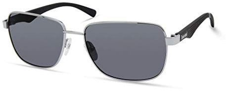 Timberland TBA9263 Occhiali da Sole Uomo, Occhiali da Sole Casual in Metallo Leggero, Forma Lente Rettangolare, Lenti Polarizzate Fumo, Canna di Fucile Lucido