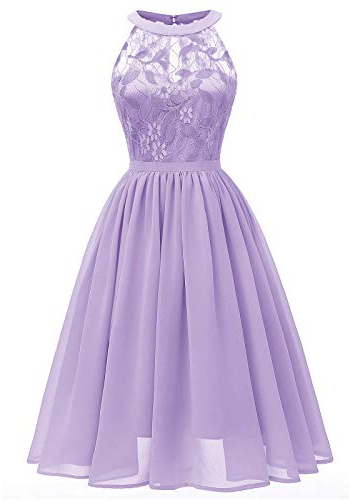 Lazzboy Damen Kleid Sommer Elegant Kleider Spitzenkleid Knielang Festlich Hochzeit Partykleid Rockabilly Retro Cocktailkleid Sommerkleid Ärmellos Großes Pendel Lose Langes Dress