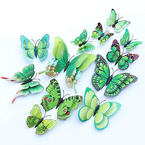 12 Stück 3D Abnehmbare Magnete Schmetterlinge Deko Butterfly Wandsticker für Heimwerker, Babyzimmer, Büro, Party und Geburtstag Dekoration