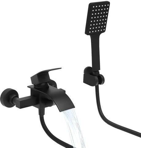 Duschset Regendusche Badewannenarmatur mit Handbrause und Wasserhahn Brause Wandmontage Duscharmatur Schwarz Mischbatterie Dusche