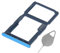 OnlyTech - Tiroir/Support de la Carte Double sim et Carte mémoire Micro SD du Huawei P30 Lite Bleu + Outil d'extraction