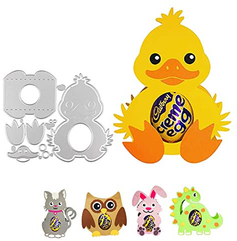 Bymivofun 3D Oster Stanzbögen, Hasen Eier Stanzformen, Oster Stanzschablonen Set, für Scrapbooking, Fotopapier, Karten, Bastelprägung, DIY-Herstellung (Ente)