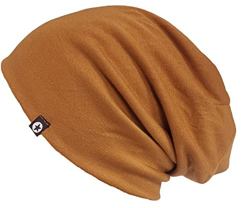 WANSSY® Damen Herren Unisex Uni Farbe Beanie mit Sternchen Fashion Einheitshröße Kopfbedeckung (Erdgelb)