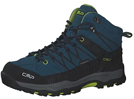 CMP Kids Rigel Mid Trekking Shoes Wp, Zapatos de trekking Unisex niños, Azul lago profundo Ácido, 41 EU