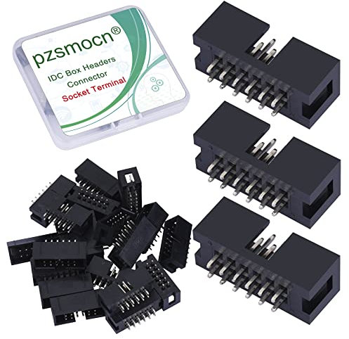 Pzsmocn 20 Stück IDC 2 * 6 Zweireihig 2,54 mm Rastermaß JTAG ISP 12-poliger Gerader Stifteinsatz Box Steckverbinder Adapterkabel Männliche Buchsenklemmen für PCB-Elektronikgeräteprojekte.