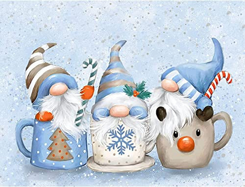 NAIMOER Gnomes Diamond Painting Kits für Erwachsene, 5D Zwerg in Cup Diamant Painting Weihnachten Erwachsene, DIY 5D Diamond Painting Bilder Weihnachten Gnomes Diamant Malerei Set 40x30cm