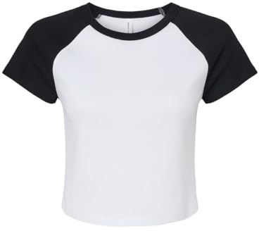 Bella Canvas Ladies' Micro Ribbed Raglan Baby Tee White/Black