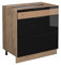 Vicco Küchenunterschrank Fame-Line, Schwarz-Eiche Hochglanz/Goldkraft Eiche, 80 cm mit 3 Schubladen, ohne Arbeitsplatte
