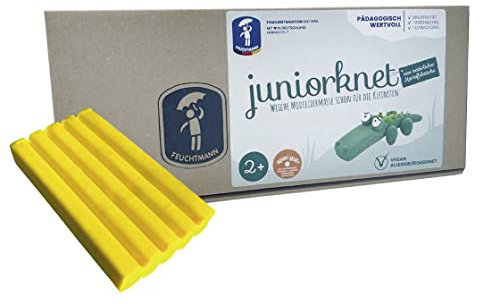 Feuchtmann 628.0406-2 - JUNIORKNET, geschmeidige Knete für die kleinsten, Gelb, 5 Blöcke zu je 100g, leicht formbar zum Gestalten, Spielen und Modellieren
