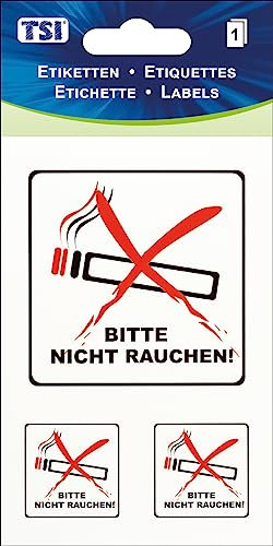 TSI Hinweis-Etiketten Bitte nicht rauchen, Druck auf Folie, Inhalt: 1 Blatt, Art. Nr. 55306