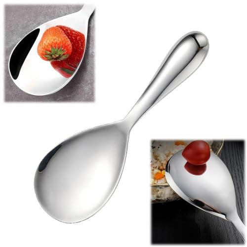 Cuillère à riz élégante et minimaliste, poignée anti-brûlure, ustensile de cuisine en acier inoxydable, surface lisse et antiadhésive, solide et durable, compatible avec le lave-vaisselle