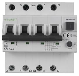 E-Corner | Interruttore Magnetotermico Differenziale Elettronico Tipo A | 3P+N 5 MODULI 32A 30mA | 415V AC 50HZ | Confezione singola