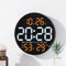 Zoegneer LED Große elektronische Digitale Wanduhr Wanduhr Elektronische Multifunktions Heimuhr mit Temperatur und Luftfeuchtigkeit leise Uhr (orange)