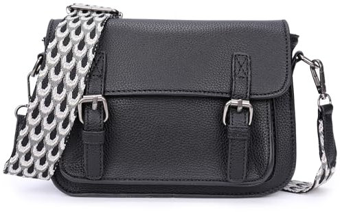 Ever Bloom Damen Crossbody Umhängetasche mit Handyfach, kleine Handtasche mit breitem Taschengurt in Sommerfarben, 262&293:Schwarz