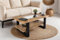 SAM Couchtisch 115x65 cm Patrick, Sofatisch mit Ablage und Glasplatte, Akazienholz massiv + naturfarben, Beistelltisch mit schwarzem U-Metallgestell, echte Baumkante