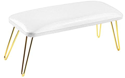 harayaa Manicure Hand Rest Stand,Nail Arm Rest,PU Leather,Non Slip,Nail Table Mat,Nail Hand Rest for Nail Technician Use,Must Have, White and gold