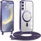 Kokio Coque pour Samsung Galaxy S24+ / S24 Plus 5G avec Cordon, Etui à Transparente Housse Compatible avec MagSafe, Doux TPU Protection Coque pour avec Bandoulière Lanière Réglable Collier, Violet