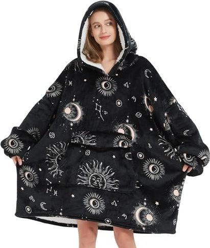 Fiosnow Leuchtet im Dunkeln, Decken-Kapuzenpullover für Damen und Herren, Erwachsene, Übergröße, tragbare Decke, Hoodies für weich und warm