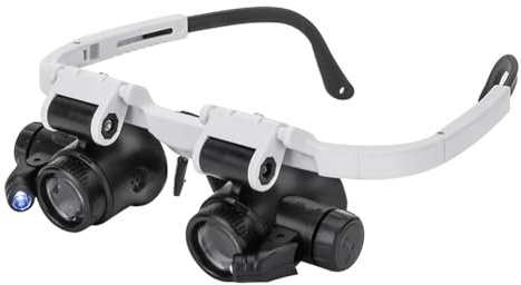 Haopeuk Magnifying Glass with 2Led Light 8X/15X/23X Telescopic Magnifier Loupes Glasses for Electronic Welding Watch Repair Tool