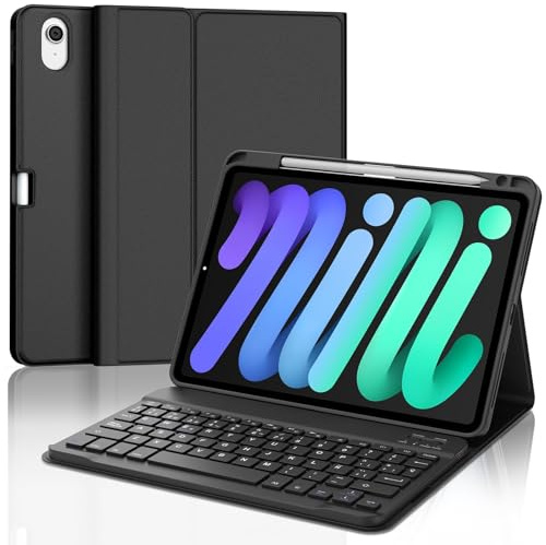 WINCHKING Hülle Mit Tastatur Für iPad mini 7/6 Generation 8,3 Zoll 2024/2021, Hülle Mit Tastatur Für iPad mini 6. Generation, Bluetooth Magnetisch Abnehmbarer Mit Qwertz Layout, Schwarz