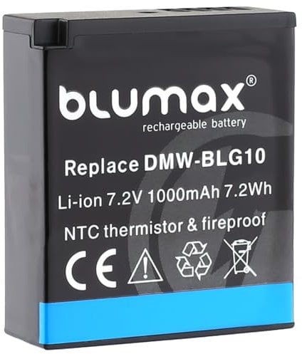blumax Replacement Battery for Panasonic DMW-BLG10 / DMW-BLG10E | 1000mAh - NTC Sensor & V1 Housing for Lumix DMC-GF6 GX7 III GX80 DMW-BLE9 E BP-DC15 E