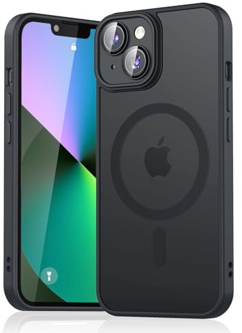 Mugust Magnetic Case for iPhone 13 6.1-Inch Compatible with MagSafe, Translucent Matte Back Slim Shockproof Phone Cover for iPhone 13 (Black, iPhone 13)