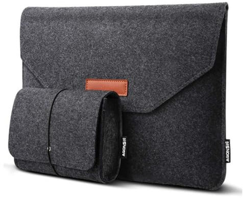 Laptoptasche aus Filz, ultradünn, kompatibel mit Apple MacBook, Asus, Dell, Thinkpad, Microsoft, Notebook, Chromebook Ultrabook, 33 cm (13 Zoll), Dunkelgrau