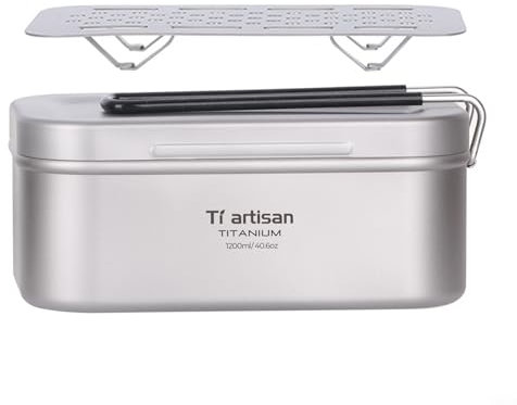 FUANA Lonchera plegable de titanio con estante para vapor, perfecta para viajes de camping (con estante de vapor)