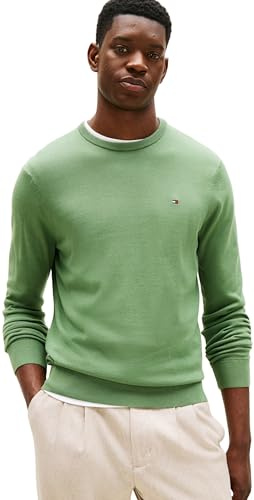 Tommy Hilfiger Men's Essential SSNL Cotton Crew Neck MW0MW39999 Pullover Sweater, Green, M