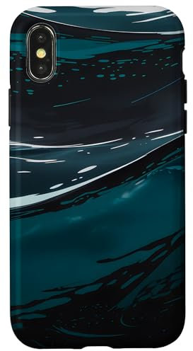 iPhone X/XS Blue Abstract Ocean Wave and Underwater Art Case