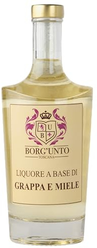 Borgunto® Liquore al Miele su Base Grappa 50cl - Digestivo Artigianale di Grappa Chianti Classico e Miele Millefiori Toscano (1 pz)