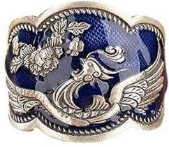 HUANGBONIG Chinesischer Phoenix-Pfingstrosen-Blumen-Ring, Retro-Epoxidharz, minimalistischer Ring, 2 Stück, Adjustable opening