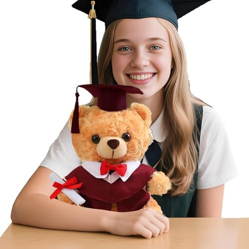 Dayysiuy Graduation Bear 2025,25 cm Plüschtier Bär Mit Talar & - Geschenk Zur Feier Mit Talar & Mütze Dekoration Für Abschlussjahrgang 2025 Schule Kindergarten