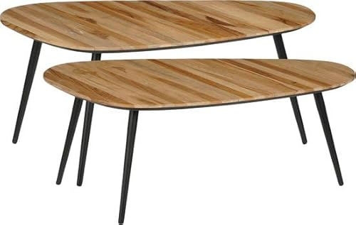 MICA Decorations Jailey Beistelltisch – 2er Set – L84 x B39 x H39 cm – Recyceltes Holz – Braun