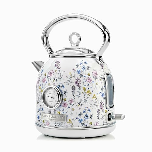 Laura Ashley Wild Meadow Kettles Electric Fast Boil Quiet, Electric Kettle | 1.7L Cordless Kettle, Fast Boil, Drip Free Pour, Temperature Gauge, Limescale Filter, Water Level Indicator, Energy Efficient