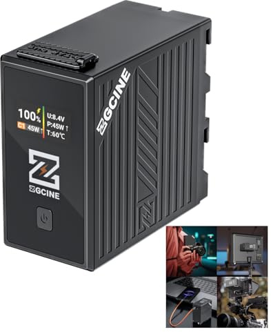 ZGCINE BT-NPF970 Batterie de rechange 70 Wh pour NP-F970 avec charge rapide USB-C PD 36 W, sortie D-Tap régulée, affichage OLED et sortie BP 8,4 V/10 A pour appareils photo, lumières LED et production