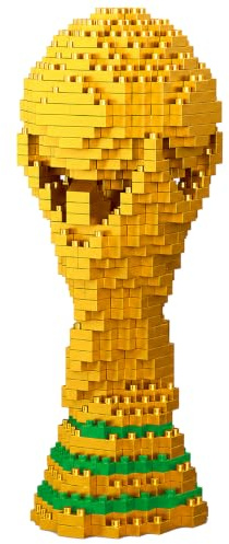 YUPDFGB Football Trophy Building Blocks Set, Football Gifts for Boys, 3D DIY Model Kit, 142mm Height, Gift for 12+ Year Fans & Adult, Yellow