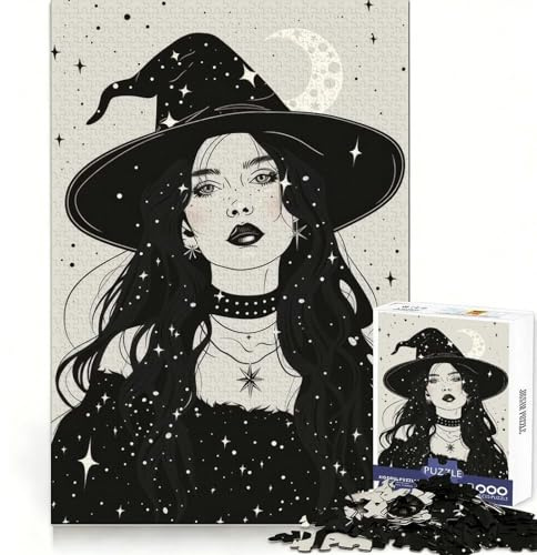 Himmlisches Wicca-Hexen-Puzzle mit 1000 Teilen für Teenager Denksportaufgabe,Freizeit,Entspannung,perfekte Passform, (Größe 38x26cm)