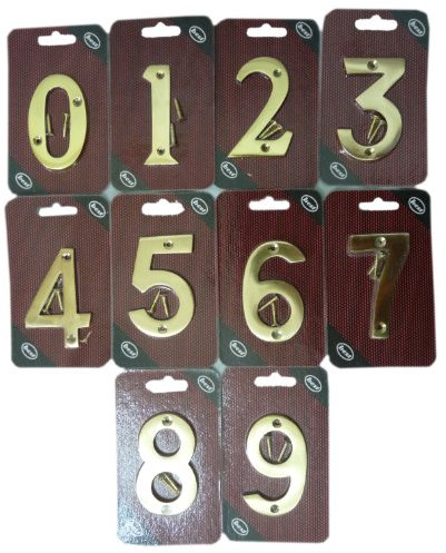 Quality Solid Brass House Door Number Numbers '2' Sign Plaque with Screws