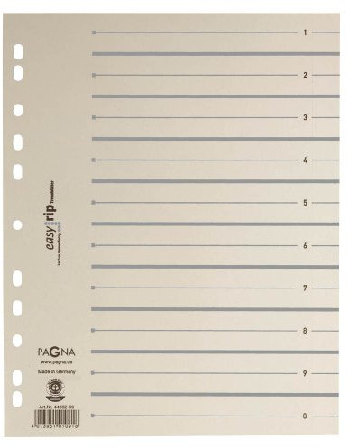 100 PAGNA Easy Rip Trennblätter / grau / 225 g/m² / DIN A4