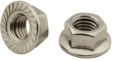 Sechskantmuttern mit Flansch und Sperrverzahnung - M5 - (25 Stück) - Flanschmuttern - DIN 6923 - Edelstahl A2 (V2A) - SC6923 | SC-Normteile
