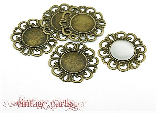 8 Fassungen filigran antik bronze für 18 mm Cabochons