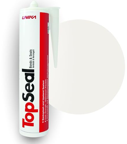 Unika TopSeal Bright White – 290ml Colour-Matched Adhesive & Sealant | High-Strength, Waterproof & Flexible Bonding for Worktops, Upstands, Panels & Backsplashes