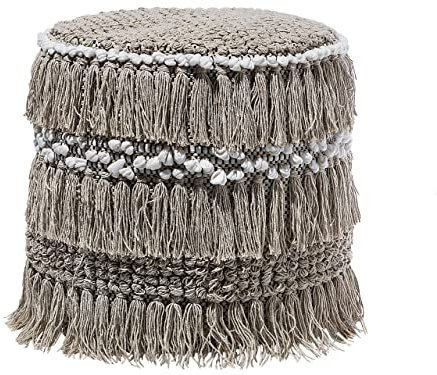 Beliani Pouf Ottomane Taburett Sitzpouf beige Baumwolle Boho Noida