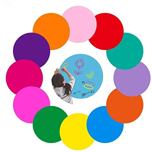 EPRHAY Dry Erase Dots Circles,Colorful Self-Adhesive Wipeable Children's Drawing Answering Circle Stickers Whiteboard Marker Removable Vinyl Dot Wall Decal Classroom Table Spots for Teachers