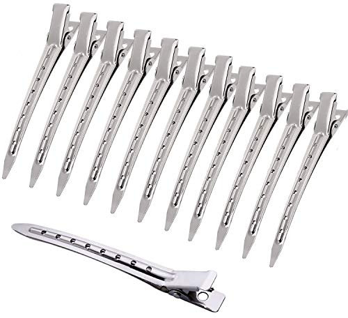 Fermagli per capelli a coccodrillo, 8,9 cm, in metallo, con fori, clip a coccodrillo per acconciature da salone e accessori per donne e ragazze (12 pezzi)